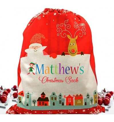 Elf Boy Personalised Christmas Sack