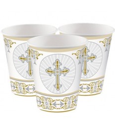 Gold Cross Paper Cups Communion / CONFIRMATION