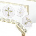 Gold Cross Plastic Tablecloth Cover