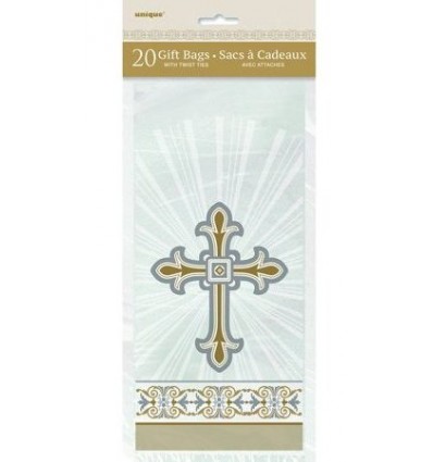 Gold Cross Plastic Gift Bags