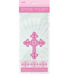 Pink Cross Plastic TREAT Gift Bags