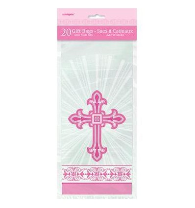 Pink Cross Plastic Gift Bags