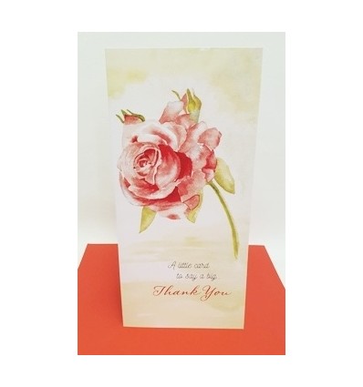 Red Rose Thank You - blank card