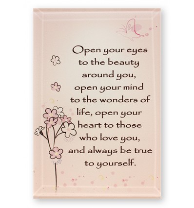 'Open your eyes' Glass Plaque