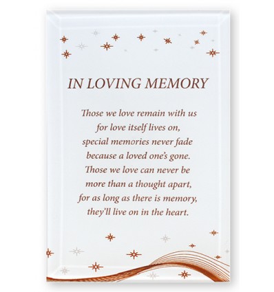 'In Loving Memory' Glass Plaque