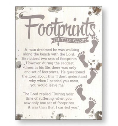 Footprints wooden plaque
