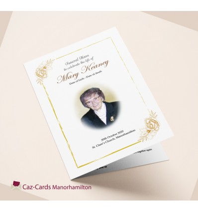 Funeral Booklet Gold Rose design