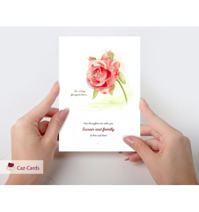 Sympathy Watercolour Rose Personalised Card