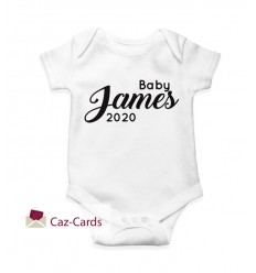 2020 New Baby Babygro with name