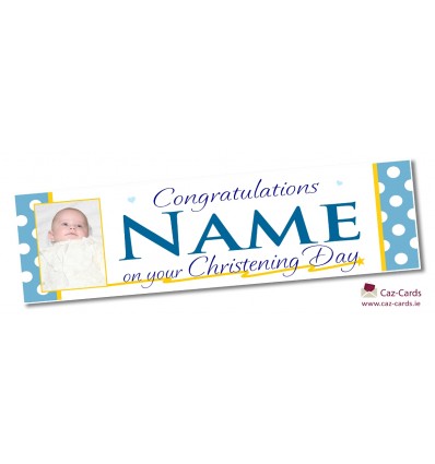 Blue Spotty Banner - Personalise with your wording and image
