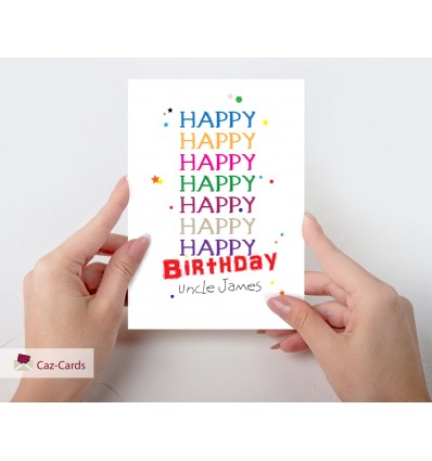 Happy Happy Birthday Personalised Card