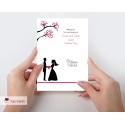 Wedding Pink Blossom Personalised Card with Bride & Groom