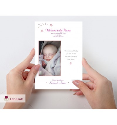 Baby Girl Personalised Photo Card
