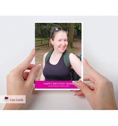 Pink Stripe Photo Personalised Card