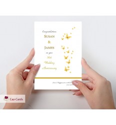 Anniversary Personalised Card Gold with Butterflies