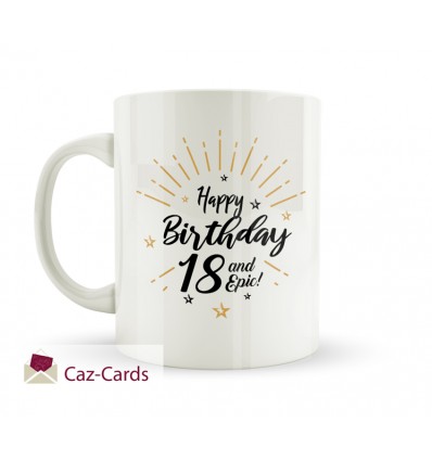 18th Birthday Gold Star Burst Mug