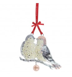 Pearl Turtle Doves Christmas Decoration - Tipperary Crystal