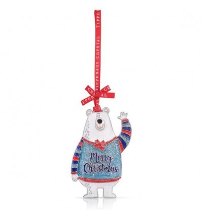 Sparkle Polar Bear Christmas Decoration - Tipperary Crystal