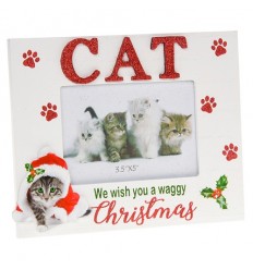 Cat Santa Paws Photo Frame