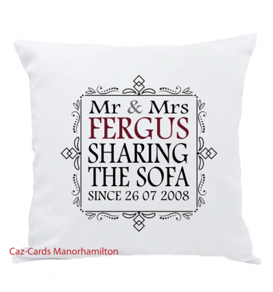 Sharing The Sofa Since..... Cushion Personalised