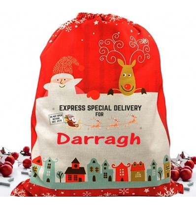 Personalised Christmas Sack - Santa & Sleigh