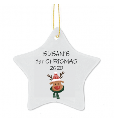 1st Christmas Personalised Star Tree Decoration