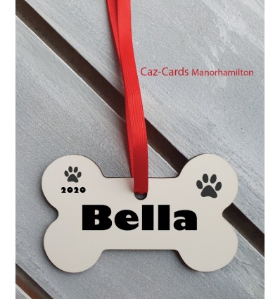 Dog Bone Personalised Tree Decoration