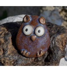 Lichen Owl Ceramic Brooch