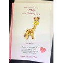 Christening Girl Personalised Card Giraffe