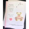Baby Girl Personalised Card White Bear