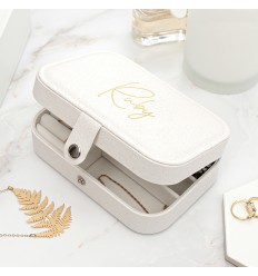 White Glitter Jewellery Case Personalised