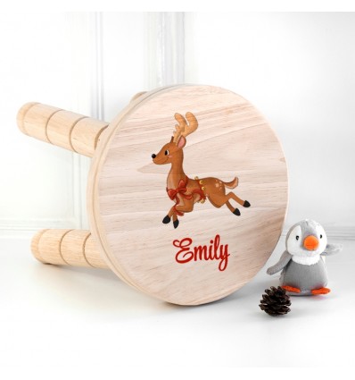 Reindeer Wooden Stool Personalised