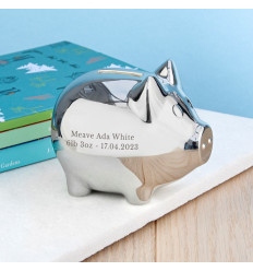 Silver Plated Piggy Bank Personalised