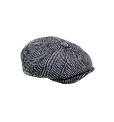 NEWSBOY CAP – BLACK HERRINGBONE 58CM