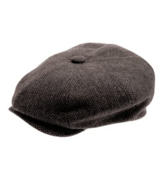 NEWSBOY CAP – BLACK HERRINGBONE 58CM