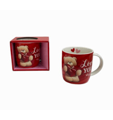 Love You Red Ceramic Bear Mug