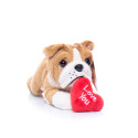 Plush 'Love You' Lying Bulldog With Heart 30 cm