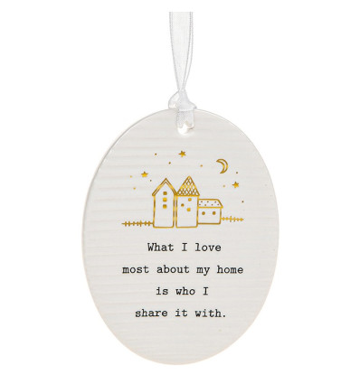 White Thoughtful Words Oval Home