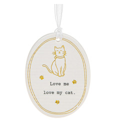 White Thoughtful Words Oval Cat