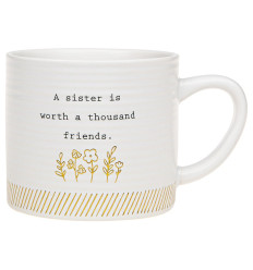 White Thoughtful Words Ceramic Mug Sister