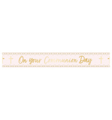 On your Communion day Banner - Pink - 2.7m