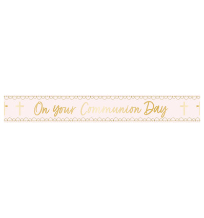 On your Communion day Banner - Pink - 2.7m