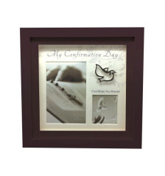 Confirmation Double Photo Frame ‘My Confirmation Day’ Brown