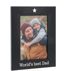 Heartfelt Black Photo Frame 'Worlds Best Dad' 6"x4"