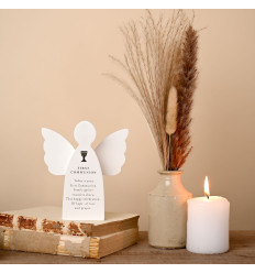 Wooden ‘First Communion’ Angel plaque by Faith & Hope