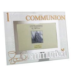First Communion Glass Script Frame 6"x4"