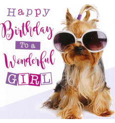 Funny animal card Happy Birthday to a Wonderful girl