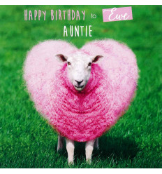Funny animal card Happy Birthday to Ewe Auntie