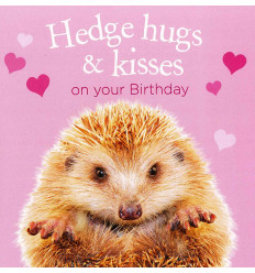 Funny animal card Hedge Hugs & Kisses on Your Birthday