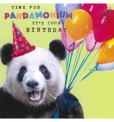 Funny animal card Pandamonium Birthday!